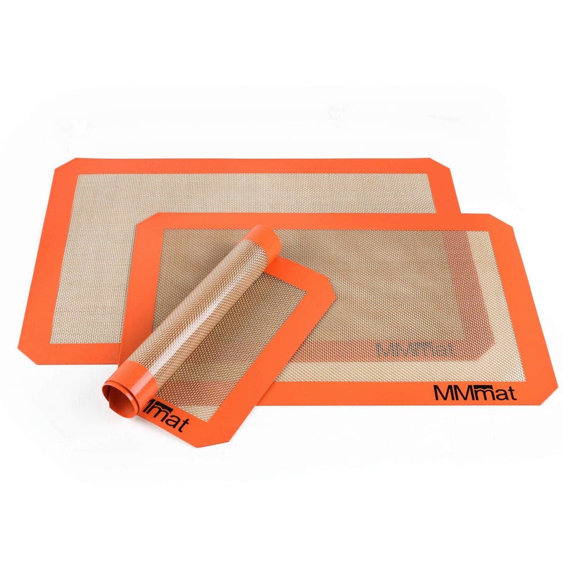 MMmat Silicone Baking Mat - Best German Silicone - Non Slip Silicone Baking Sheet, Non Stick Reusable Silicone Mats for Baking, Oven Liner, Counter Mat - Half + Medium + Quarter Baking Sheets Set - Image 3