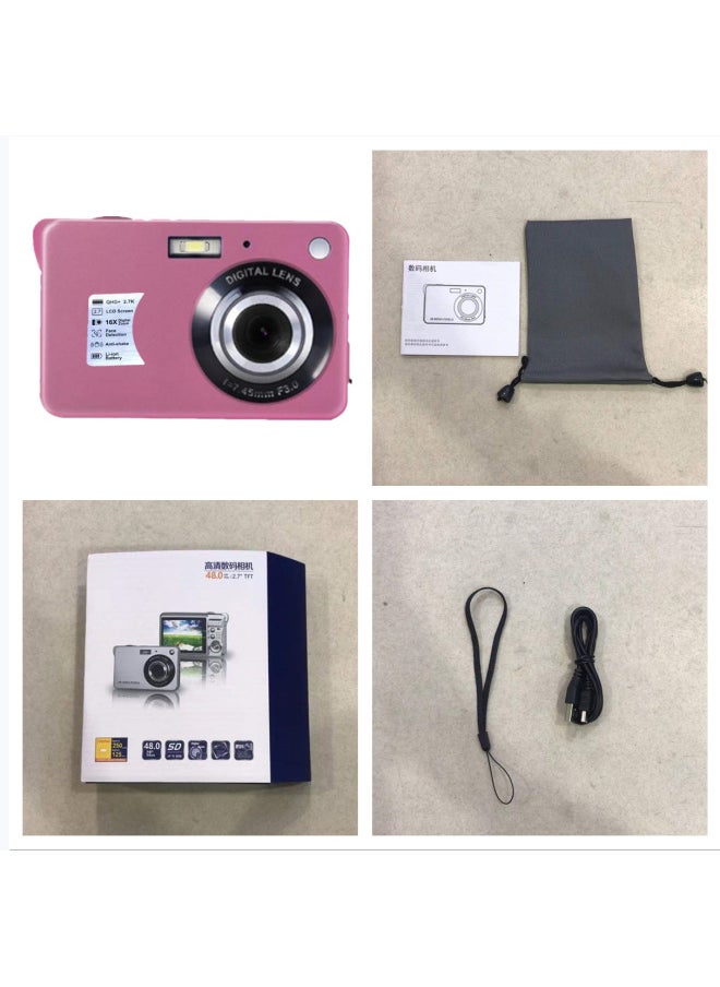 Generic E-Commerce Hot Sale Chinese Version 48 Million Pixel Ordinary Digital Camera DC560 Home Card Machine-Body Color:DC560 Standard Pink  - Image 1