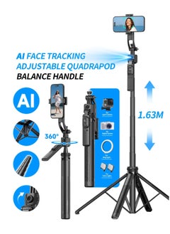Generic Auto Tracking 360° Adjustable Holder with Stable Tripod, Portable Mobile Gimbal Selfie Stick, AI Face Tracking Camera Mount, Automatic Rotation for Vlogging and Video Calls  - Image 3