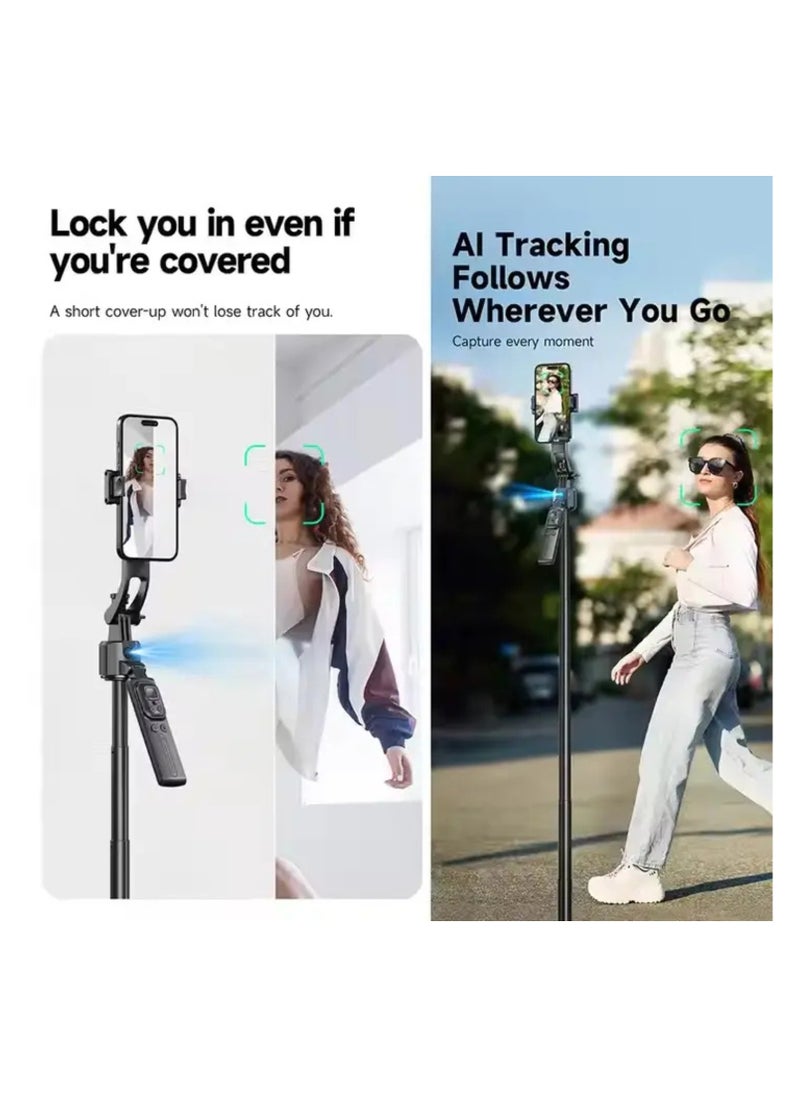 Generic - Auto Tracking 360° Adjustable Holder with Stable Tripod, Portable Mobile Gimbal Selfie Stick, AI Face Tracking Camera Mount, Automatic Rotation for Vlogging and Video Calls - Image 1