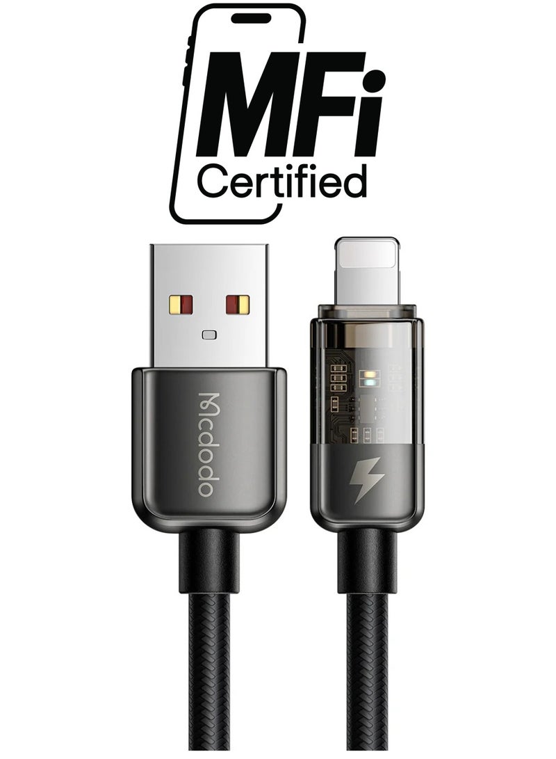 Mcdodo CA3140 Auto Power Off Lightning Cable iOS Devices Transparent Data Cable 1.2m - Image 1