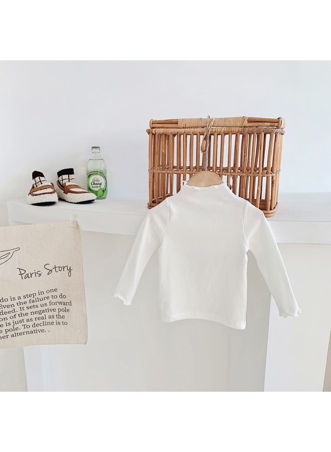 Children's Clothing For Girls Autumn And Winter New Korean Candy-colored Girls' Bottoming Shirts Long-sleeved Ear Collar Sweet Tops