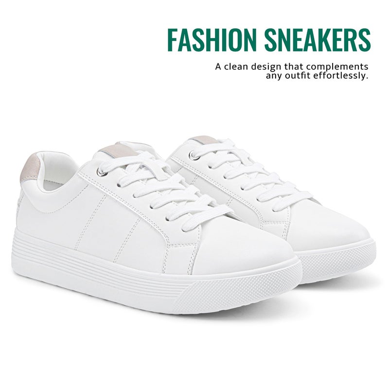 Vepose Women's White Casual Walking Sneakers, Fashion Tennis Low Top Slip On 8013 Shoes, Size 8M US(CJY8013 White Beige 08) - Image 4
