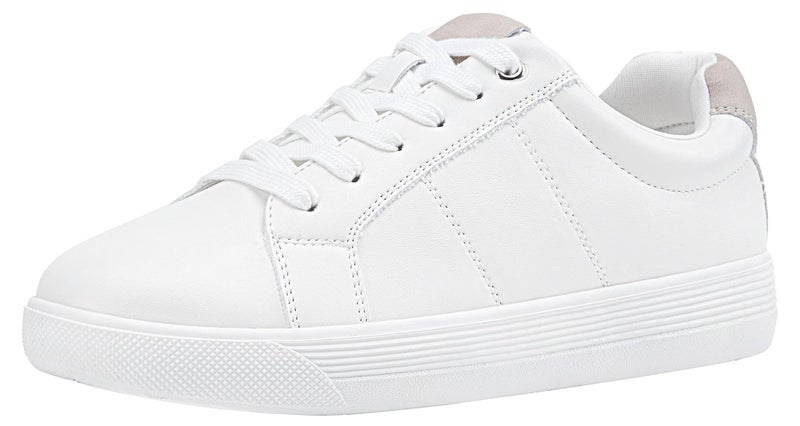 Vepose Women's White Casual Walking Sneakers, Fashion Tennis Low Top Slip On 8013 Shoes, Size 8M US(CJY8013 White Beige 08) - Image 1