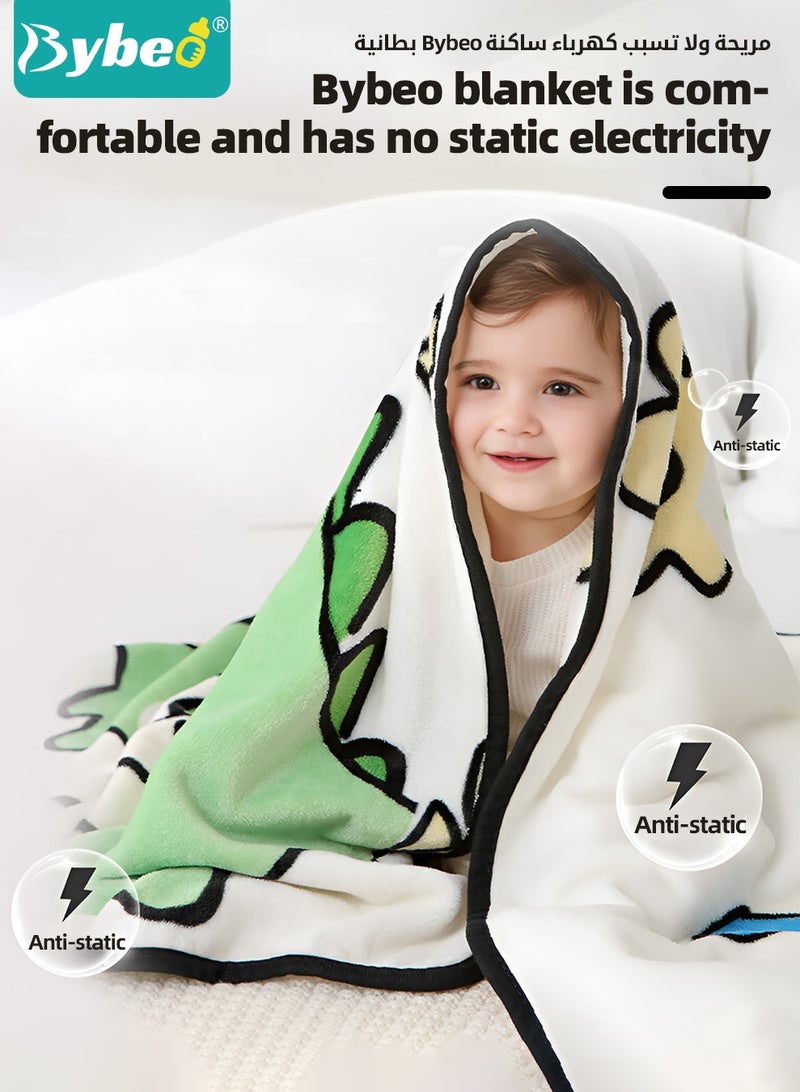 Bybeo Baby Blanket, Kids Blanket for Air-conditioned Room, Flannel Fuzzy Toddler Blanket for Couch, Sofa, Bedroom and Kindergarten, Lightweight and Super Soft, 140*100CM  - Image 3
