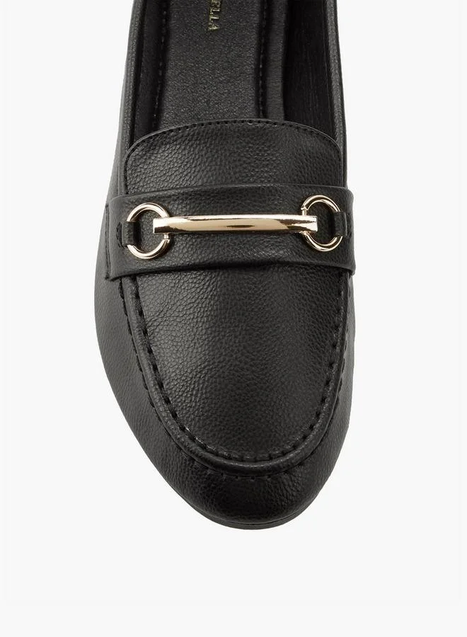 Flora Bella By Shoexpress BLACK Flora Bella Metallic Accent Slip-On Loafers for Women | Best Price UAE