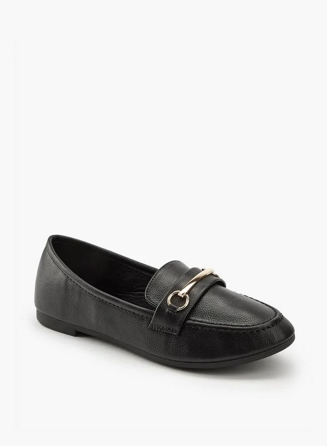 Flora Bella By Shoexpress BLACK Flora Bella Metallic Accent Slip-On Loafers for Women | Best Price UAE