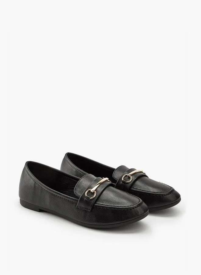 Flora Bella By Shoexpress BLACK Flora Bella Metallic Accent Slip-On Loafers for Women | Best Price UAE