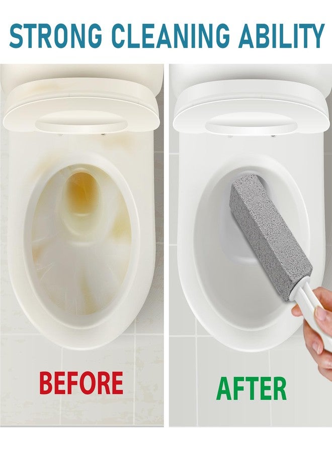 ddLUCK 4 Pack Pumice Cleaning Stone with Handle, Toilet Bowl Cleaner Toilet Brush with Non-Slip Long Plastic Handle for Kitchen/Bath/Pool/Household Cleaning - Image 2