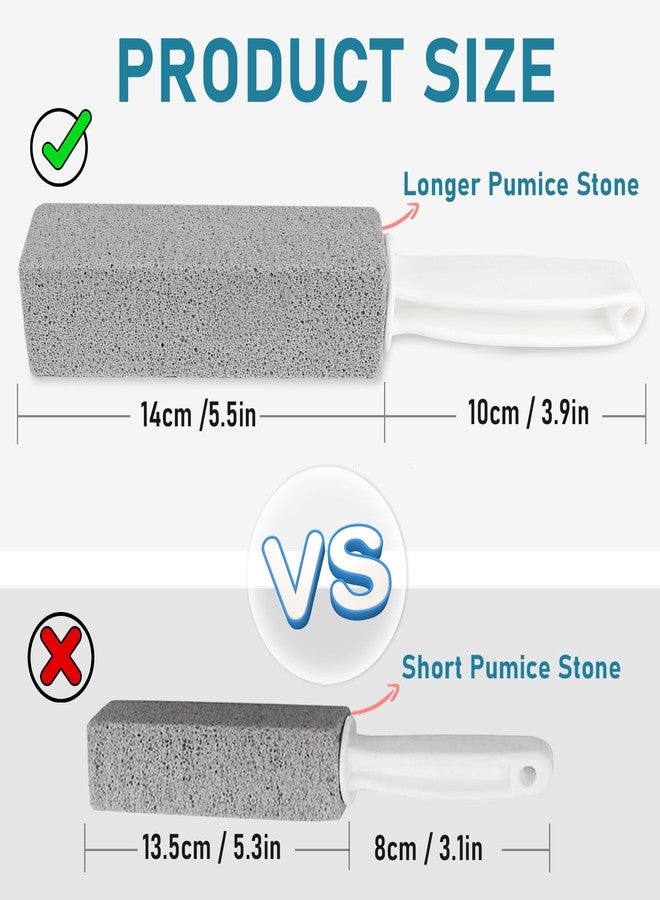 ddLUCK 4 Pack Pumice Cleaning Stone with Handle, Toilet Bowl Cleaner Toilet Brush with Non-Slip Long Plastic Handle for Kitchen/Bath/Pool/Household Cleaning - Image 3