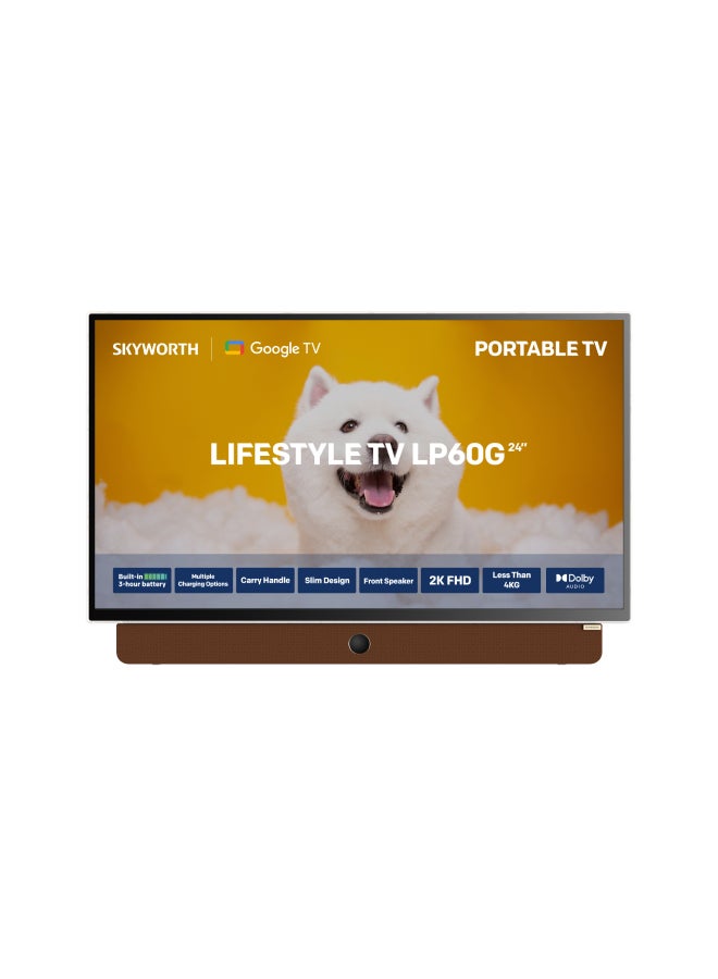 سكاي ورث تلفزيون تخييم ذكي عالي الدقة مقاس 24 بوصة، مزود بمنفذ HDMI وUSB وتردد 60 هرتز، وببطارية مدمجة تدوم حتى 3 ساعات (Google TV)، ضمان سنتين، 24LP60G أبيض - Image 2