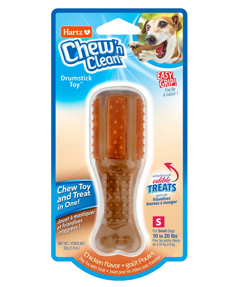 Hartz Chew n Clean Chew Toy and Treat in One Chicken Flavored Drumstick Dog Toy Small - Image 2