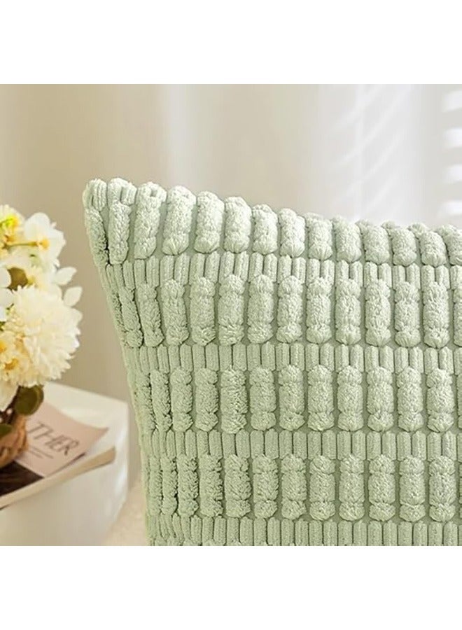 2 قطعة من غرفة المعيشة وسادة مخططة ، 18x18 بوصة / 45x45cm ديكور وسادة ، أنيقة الفاخرة ، والأقمشة الغنية ، مريحة للغاية ، الأخضر ( بدون وسادة )  - Image 4