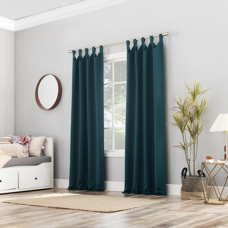 صن زيرو لوحة ستارة Sun Zero Easton موفرة للطاقة ومعتمة مع حلقات علوية، 40 × 95 بوصة، أزرق مخضر - Image 4