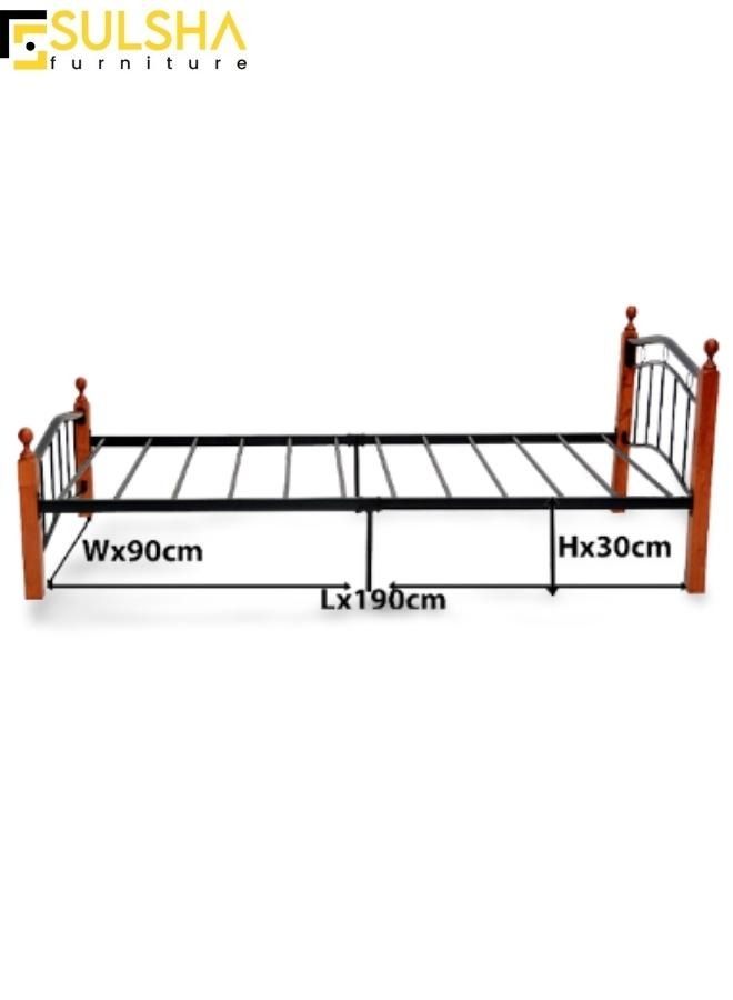 SULSHA Modern Wooden Steel Single Bed with 6 legs 90x190 cm  - Image 3