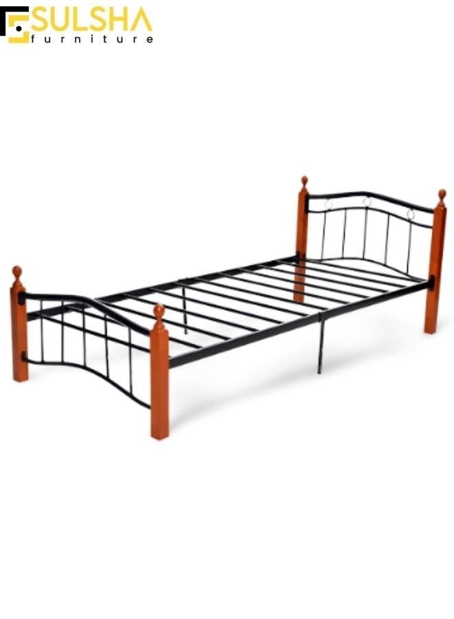 SULSHA Modern Wooden Steel Single Bed with 6 legs 90x190 cm  - Image 1