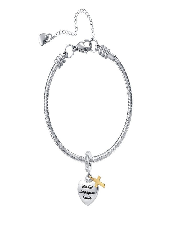 OutstandLong Heart Bible Religious Bead Charms for Pandora Bracelets Christian Cross Charm for Sister Friend Mom - Image 4