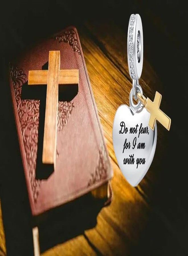 OutstandLong Heart Bible Religious Bead Charms for Pandora Bracelets Christian Cross Charm for Sister Friend Mom - Image 3