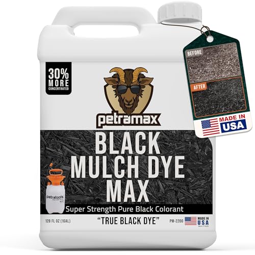 Petra Black Mulch Dye Spray Use with PetraTools Sprayer to Refresh Fading Landscape - Black Dye to Wood Mulch for Landscaping - Rubber, Pine Straw, Bark, Cedar & Playground Cover (14,400 Sq Ft, 1 Gal) - Image 1