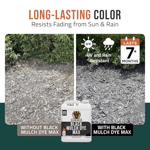 Petra Black Mulch Dye Spray Use with PetraTools Sprayer to Refresh Fading Landscape - Black Dye to Wood Mulch for Landscaping - Rubber, Pine Straw, Bark, Cedar & Playground Cover (14,400 Sq Ft, 1 Gal) - Image 3