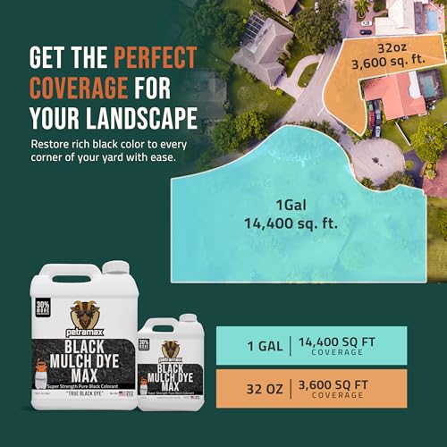 Petra Black Mulch Dye Spray Use with PetraTools Sprayer to Refresh Fading Landscape - Black Dye to Wood Mulch for Landscaping - Rubber, Pine Straw, Bark, Cedar & Playground Cover (14,400 Sq Ft, 1 Gal) - Image 4