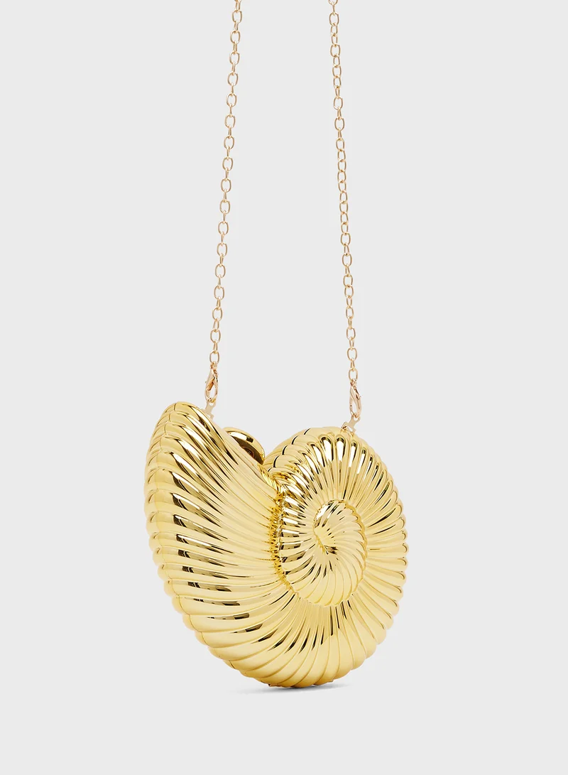 Ella Limited Edition Gold Accent Seashell Statement Mini Chain Clutch