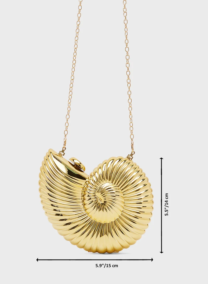 Ella Limited Edition Gold Accent Seashell Statement Mini Chain Clutch