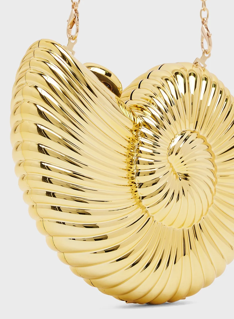 Ella Limited Edition Gold Accent Seashell Statement Mini Chain Clutch