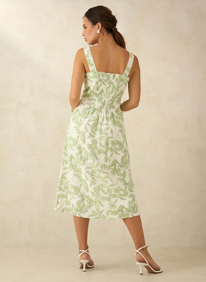 Virgio VIRGIO Linen Lace Floral Dress