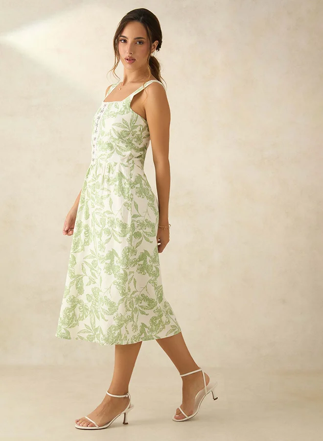 Virgio VIRGIO Linen Lace Floral Dress