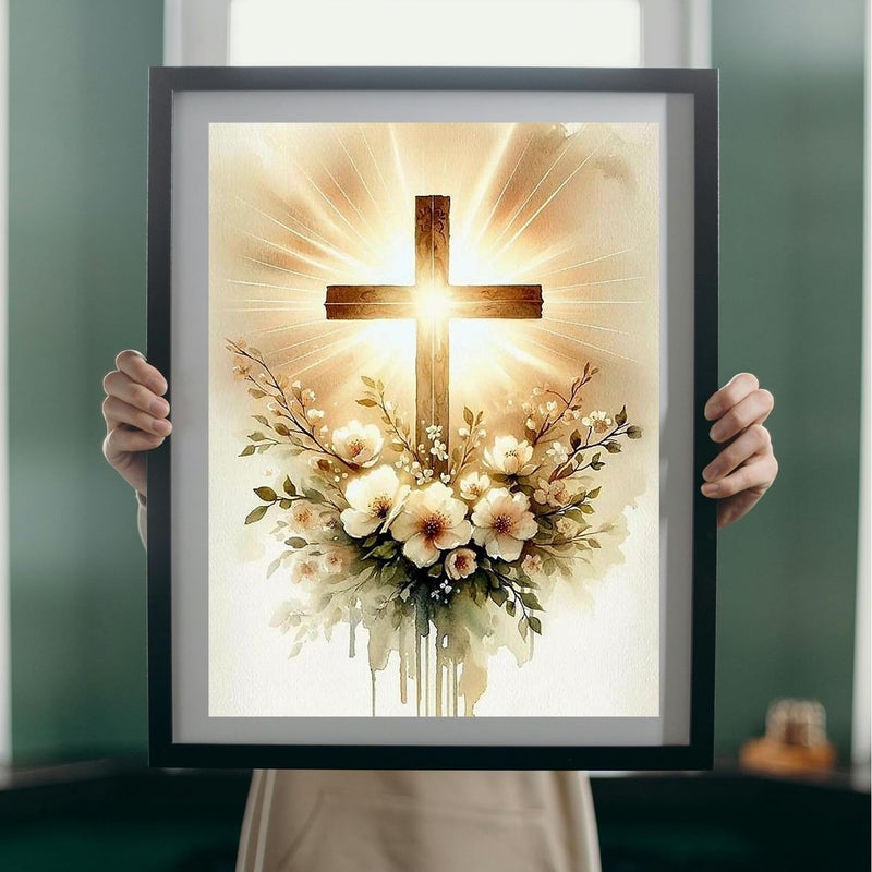 MBNTJHT Cross Paint by Numbers Kit for Adults Beginners,Easy Flowers and Christ Cross Paint by Number Kits on Canvas for Adults,DIY Acrylic Painting Art Kits for Home Wall Decor 16X20 Inch. - Image 5