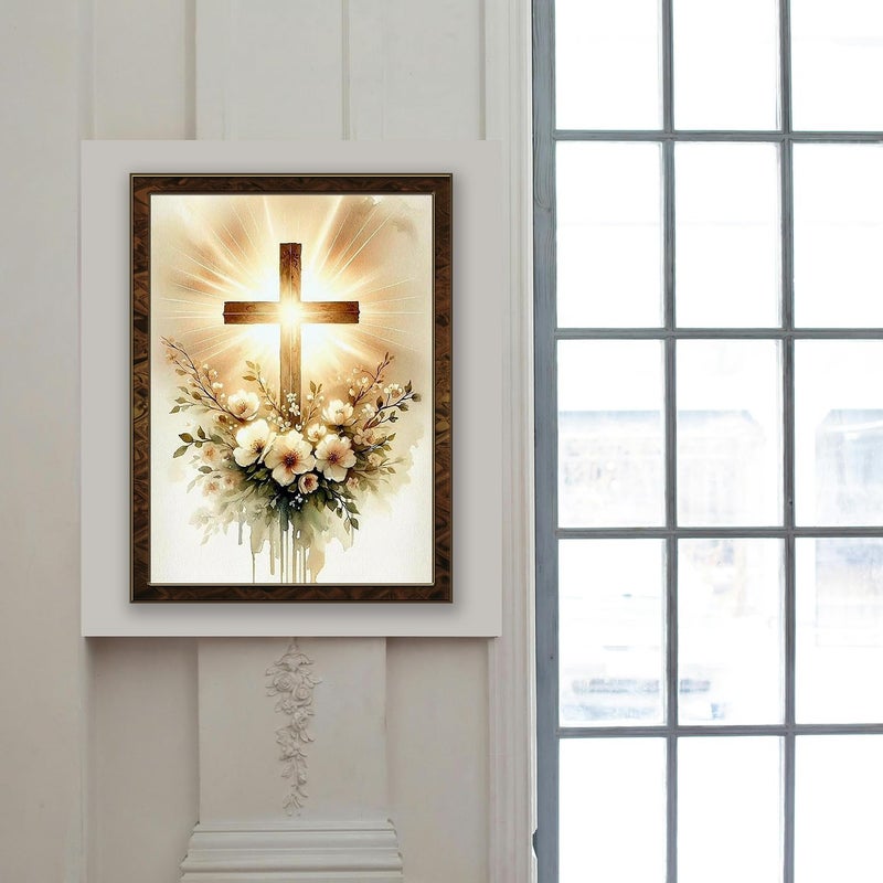 MBNTJHT Cross Paint by Numbers Kit for Adults Beginners,Easy Flowers and Christ Cross Paint by Number Kits on Canvas for Adults,DIY Acrylic Painting Art Kits for Home Wall Decor 16X20 Inch. - Image 4