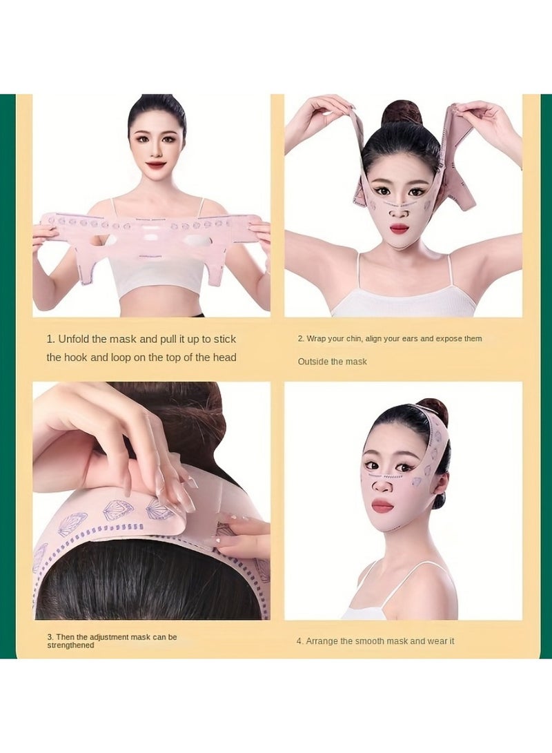 Face 1PC V-Lift Face Firming Strap - Double Chin Reducer & Jawline Contour Belt, Anti-Sagging Elastic Mask for Women, Breathable & Adjustable Facial Lifting Band  - Image 2