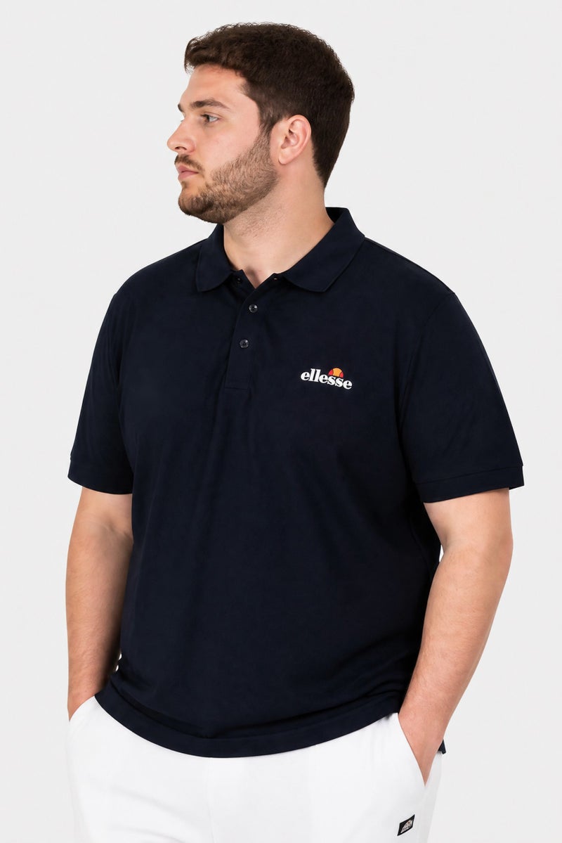 Ellesse Men Regular Fit Solid Short Sleeve Polo Shirt, Navy - Image 3