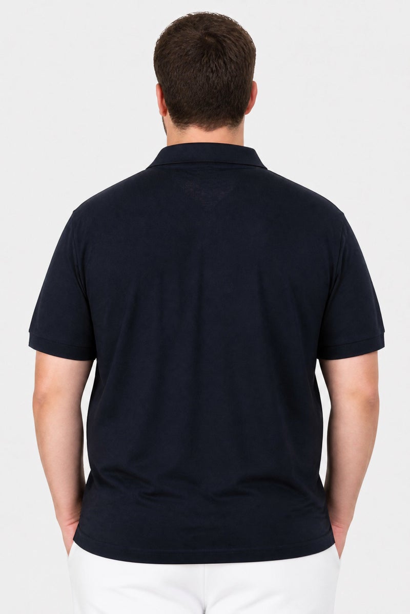 Ellesse Men Regular Fit Solid Short Sleeve Polo Shirt, Navy - Image 4