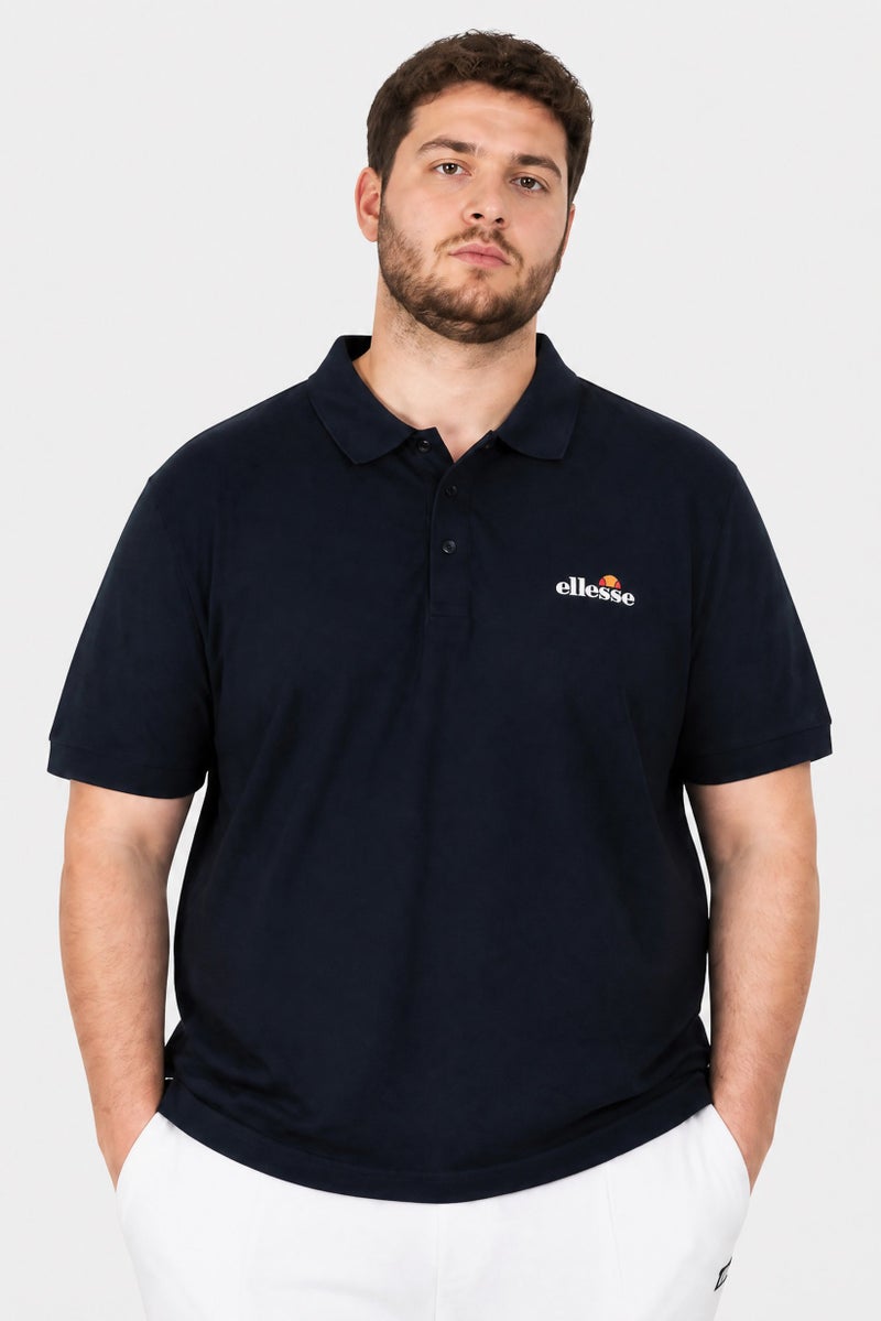 Ellesse Men Regular Fit Solid Short Sleeve Polo Shirt, Navy - Image 1