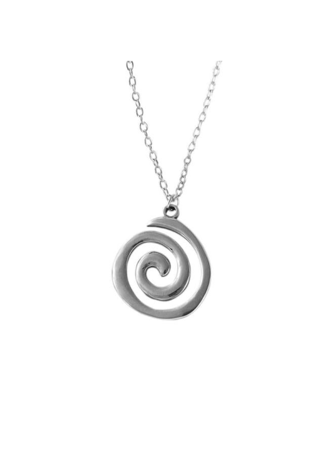 Pierced Owl قلادة ب pendant حلزوني من الفولاذ المقاوم للصدأ (مطلية بالفضة) - Image 1