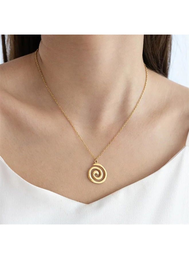 Pierced Owl قلادة ب pendant حلزوني من الفولاذ المقاوم للصدأ (مطلية بالفضة) - Image 5