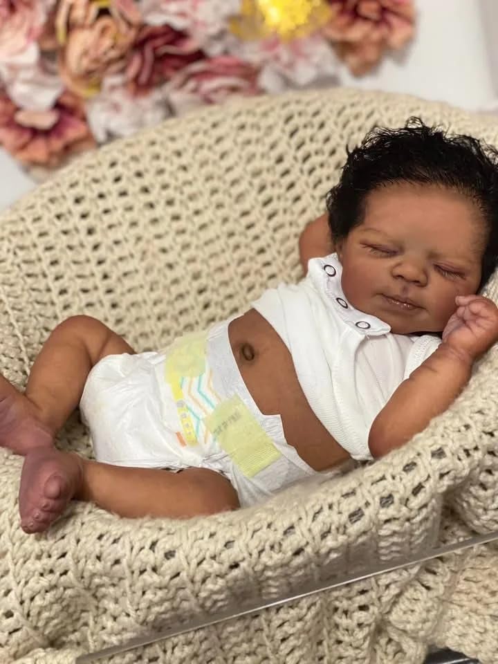 Zero Pam Black Reborn Baby Dolls Silicone Full Body18 in Anatomically Correct Boy Full Silicone Baby Doll Black Reborn Dolls Realistic Babys Doll with Accessories - Image 1