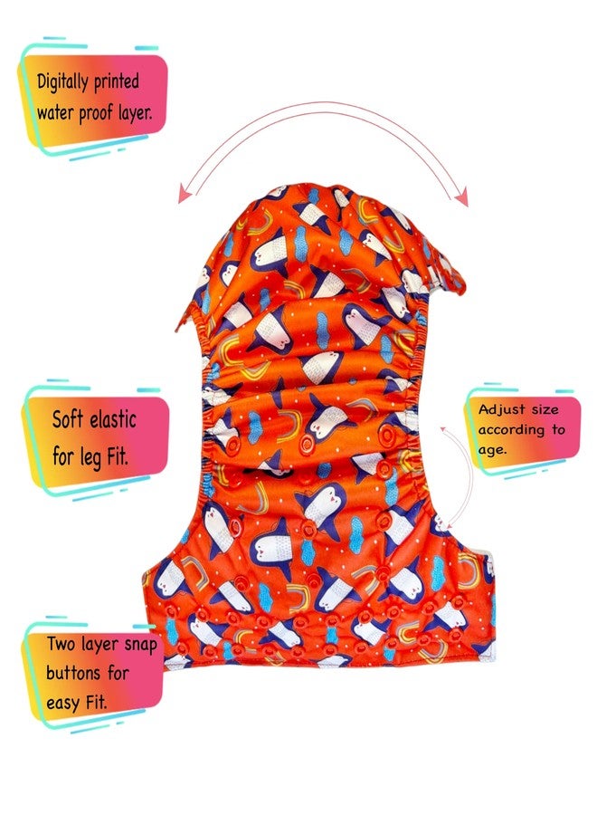 Dumbledo Adjustable Free Size Leak proof Washable Quick Dry Unisex Eco-Friendly Reusable Cloth Diaper (Fits All 3 Months to 3 Years, One Size, Red Color, Without Insert/Pad, One Cloth Diaper) - Image 3