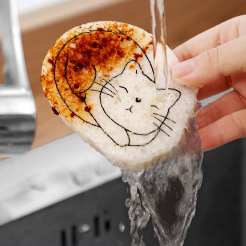 Compressed Wood Pulp Sponge Kitchen Cleaning Brush Pot Dishwasher Sponge One Size A - Image 3