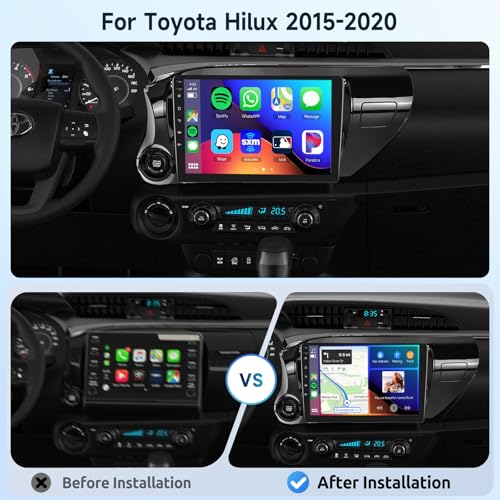 Podofo راديو سيارة 2G+64G لتويوتا هايلكس 2015-2020 مع وايرلس كار بلاي/أندرويد أوتو، شاشة تعمل باللمس HD بحجم 10.1 بوصة، وحدة رأس أندرويد 13، GPS، واي فاي، بلوتوث، FM/RDS، كاميرا خلفية HD - Image 2