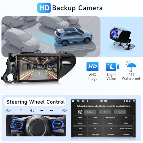 Podofo راديو سيارة 2G+64G لتويوتا هايلكس 2015-2020 مع وايرلس كار بلاي/أندرويد أوتو، شاشة تعمل باللمس HD بحجم 10.1 بوصة، وحدة رأس أندرويد 13، GPS، واي فاي، بلوتوث، FM/RDS، كاميرا خلفية HD - Image 5