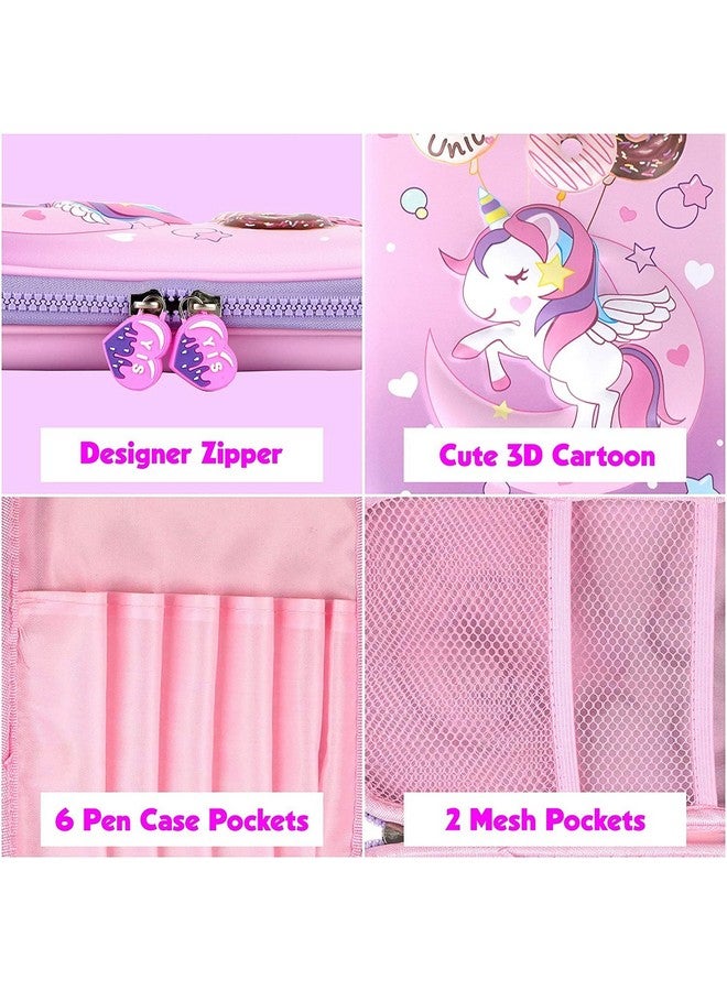 PLUSPOINT PLUSPOINT 3D Unicorn Pencil case Large Capacity Premium Stylish EVA Case Embossed Compass, School Supply Organizer for Students, Stationery Box, Cosmetic Zip Pouch Bag (Big Unicorn-Purple) - Image 2