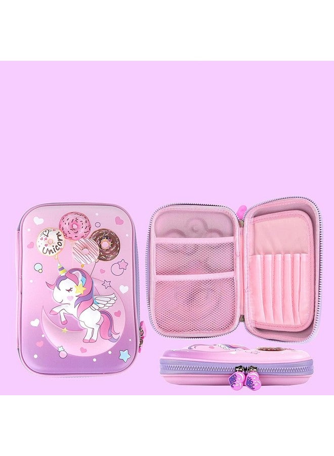PLUSPOINT PLUSPOINT 3D Unicorn Pencil case Large Capacity Premium Stylish EVA Case Embossed Compass, School Supply Organizer for Students, Stationery Box, Cosmetic Zip Pouch Bag (Big Unicorn-Purple) - Image 4