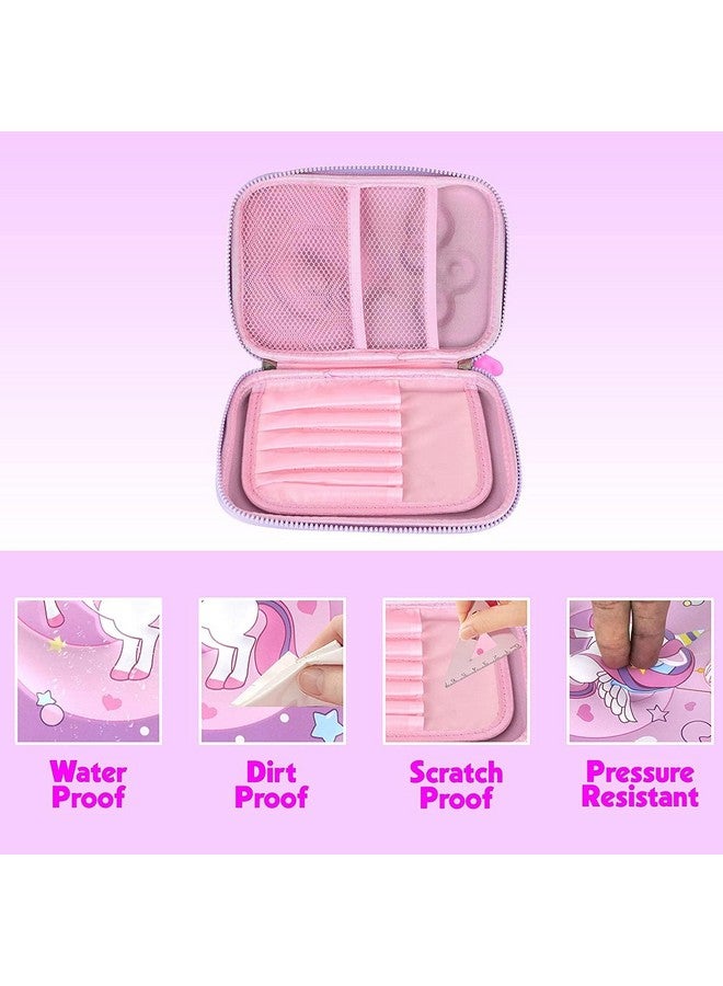 PLUSPOINT PLUSPOINT 3D Unicorn Pencil case Large Capacity Premium Stylish EVA Case Embossed Compass, School Supply Organizer for Students, Stationery Box, Cosmetic Zip Pouch Bag (Big Unicorn-Purple) - Image 3