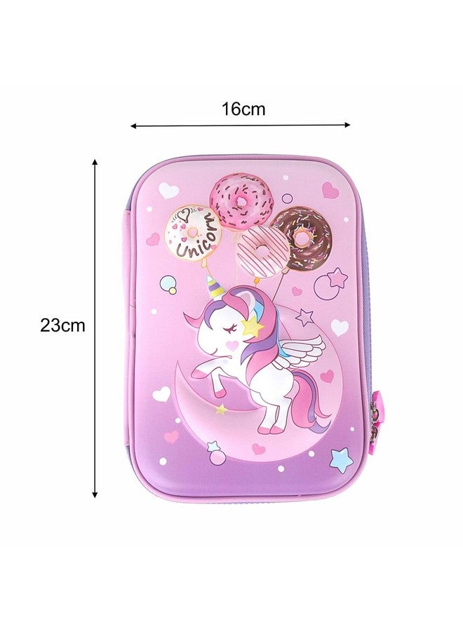 PLUSPOINT PLUSPOINT 3D Unicorn Pencil case Large Capacity Premium Stylish EVA Case Embossed Compass, School Supply Organizer for Students, Stationery Box, Cosmetic Zip Pouch Bag (Big Unicorn-Purple) - Image 5