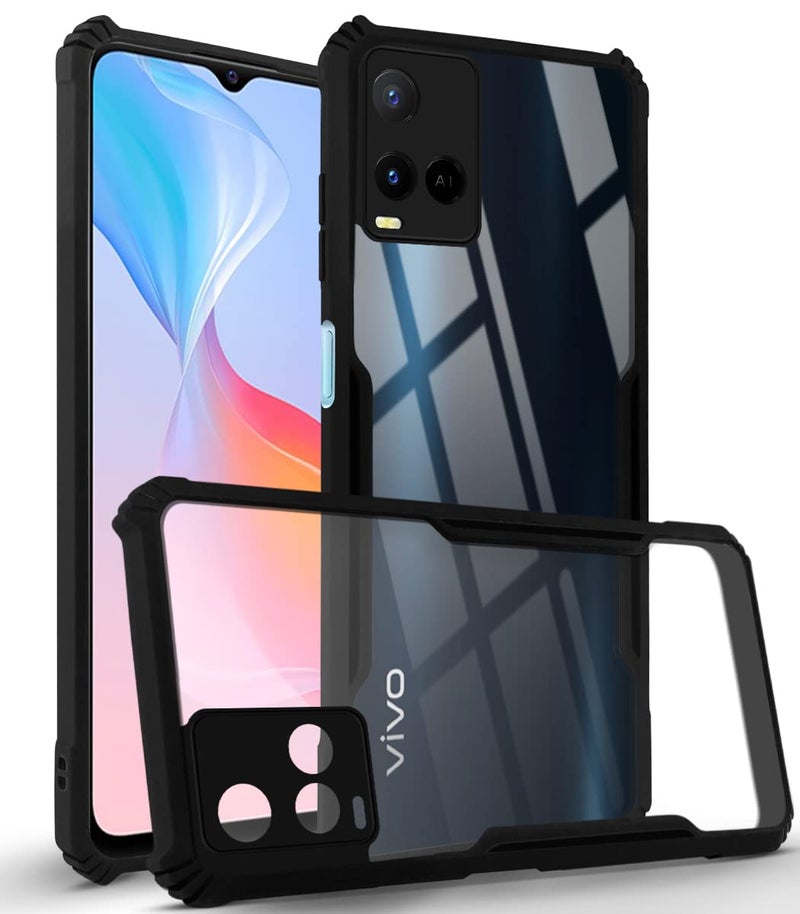 Jkobi Back Cover Case for Vivo Y21 2021 (Crystal Glass Back | Camera Protection | Shockproof Bumpers | Professional Black) - Image 1