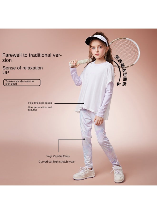 abckids Dopamine Sportswear Set】new Girls' Autumn Collection, Children's Two-piece Yoga Outfit With Long Sleeves And Pants - Image 5