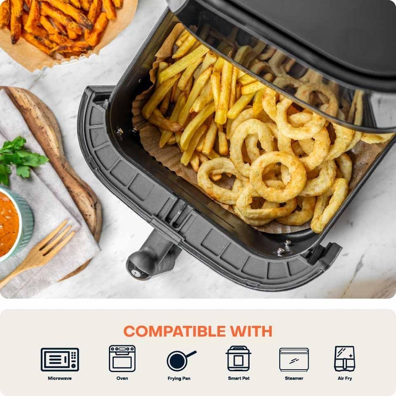 Nutricook 150 Pieces Disposable Air Fryer Liner, Water/oil proof for Baking, Roasting, and Air Frying Fits any brand from 5.5L to 5.7L Air fryers,20cm Square, NC-AFL150 - Image 3